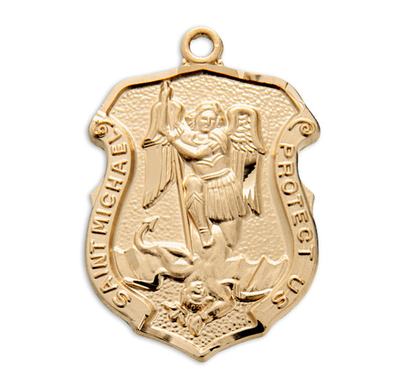 Saint Michael Gold Over Sterling Silver Badge Medal