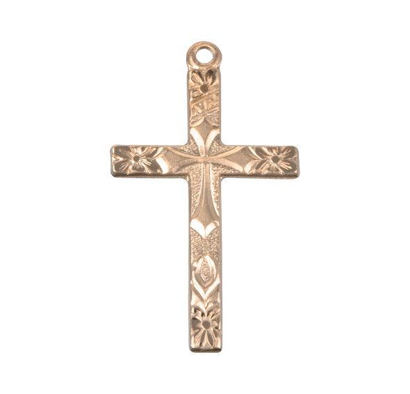 Gold Over Sterling Silver Flower Tipped Cross Gold Over Sterling Silver Flower Tipped Cross