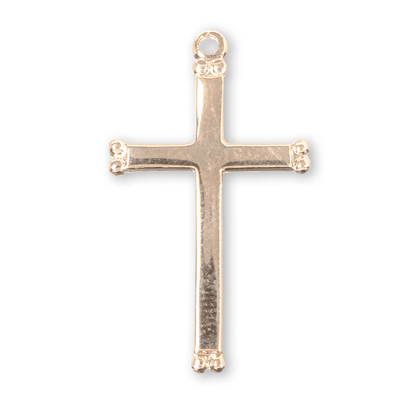 Beaded End Gold Over Sterling Silver Cross