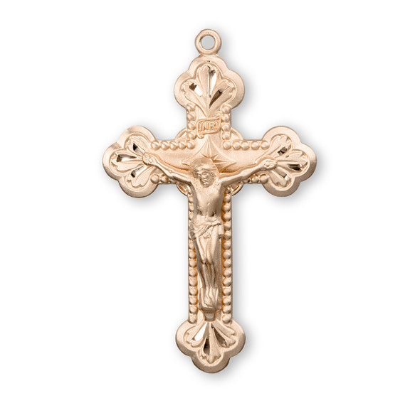 Gold Over Sterling Silver Budded Crucifix