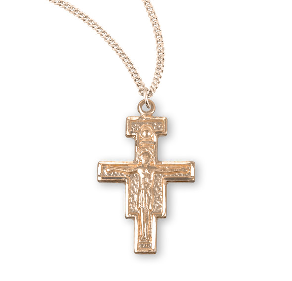 San Damiano Gold Over Sterling Silver Crucifix