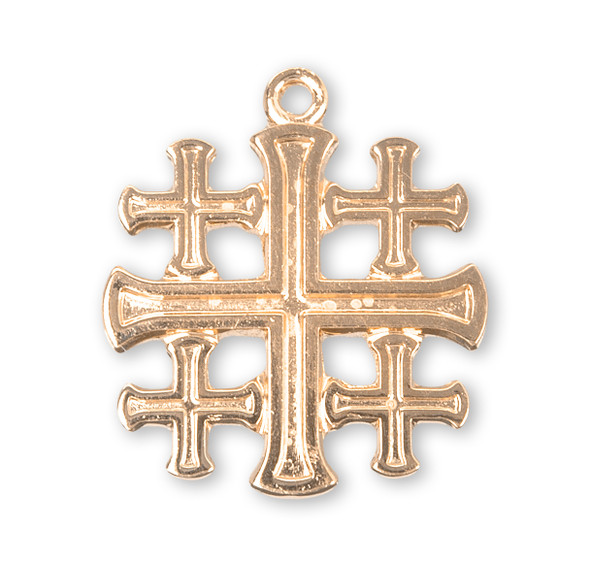 Gold Over Sterling Silver Jerusalem Cross with
