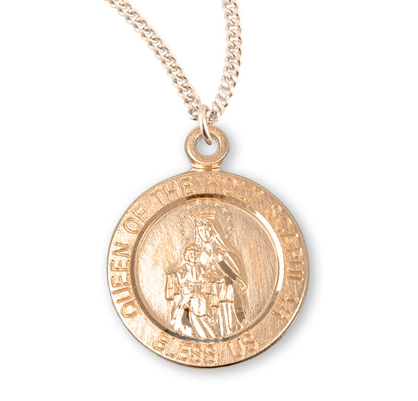 Holy Scapular Round Double Sided Gold Over Sterling Silver Medal