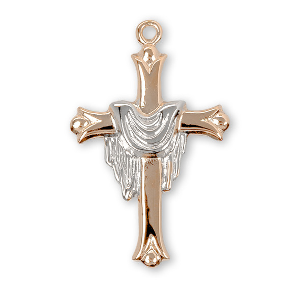 Gold Plated Cross with a Rhodium Plated Robe Gold Plated Cross with a Rhodium Plated Robe