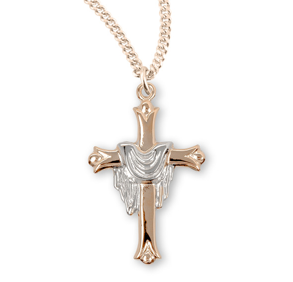 Gold Plated Cross with a Rhodium Plated Robe Gold Plated Cross with a Rhodium Plated Robe