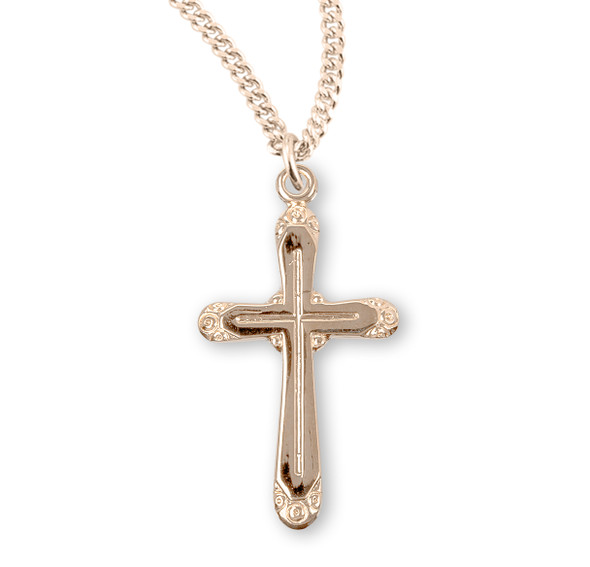 Gold Over Sterling Silver Rounded Edge Cross