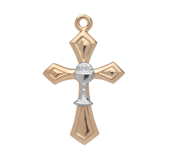 Two-tone Gold Over Sterling Silver Cross with Chalice