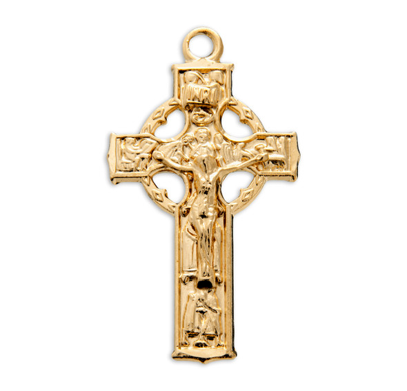 Gold Over Sterling Silver Celtic Crucifix