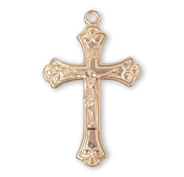 Swirled Gold Over Sterling Silver Crucifix