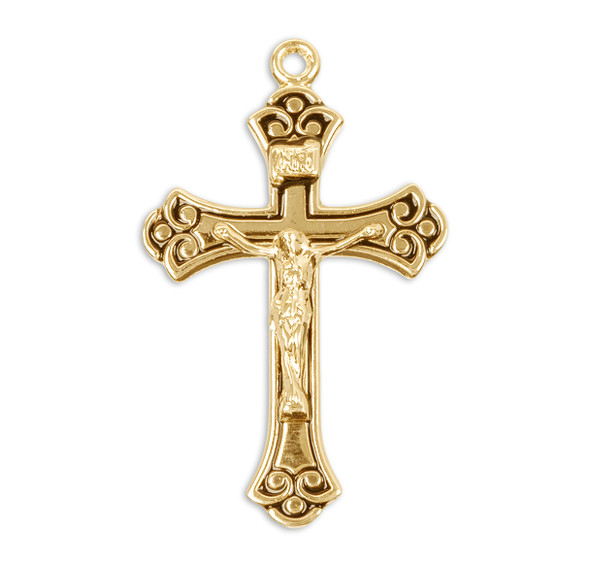 Swirled Gold Over Sterling Silver Black Crucifix