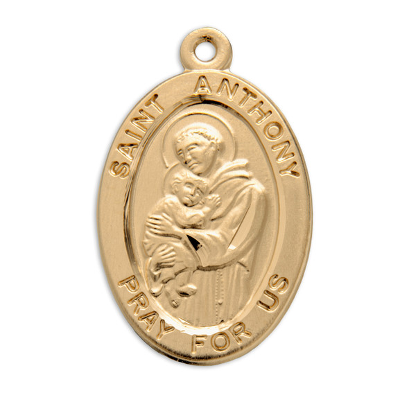 Patron Saint Anthony Oval Gold Over Sterling Silver Medal