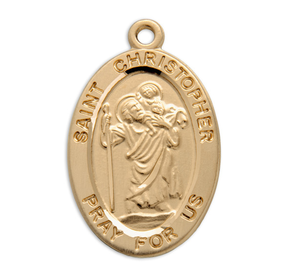 Patron Saint Christopher Oval Gold Over Sterling Silver Medal