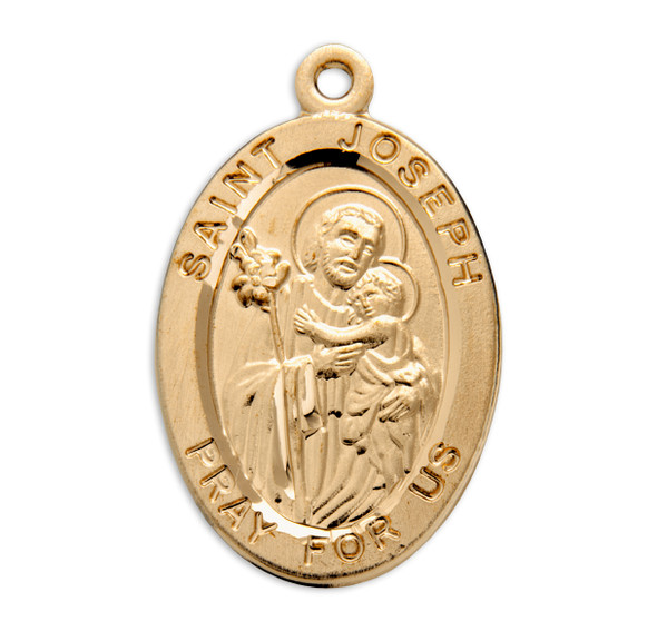 Patron Saint Joseph Oval Gold Over Sterling Silver Medal