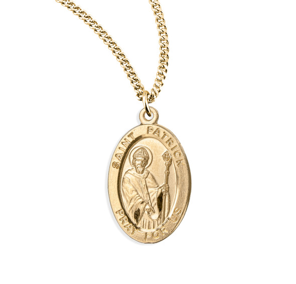 Patron Saint Patrick Oval Gold Over Sterling Silver Medal