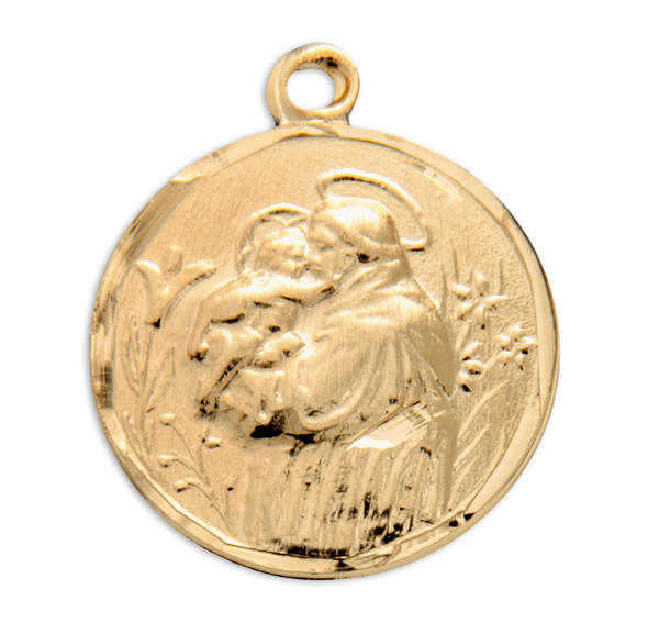 Saint Anthony Round Gold Over Sterling Silver Medal