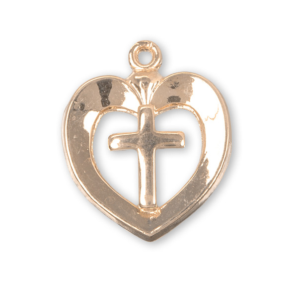 Gold Over Sterling Silver Heart with Cross