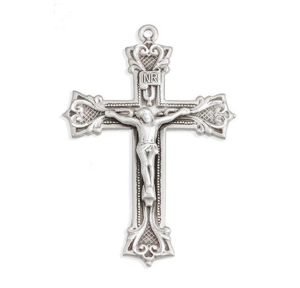 Gothic Scroll Style Sterling Silver Crucifix