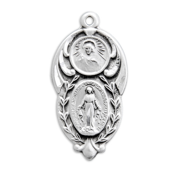 Sterling Silver Miraculous Medal Scapular Combination