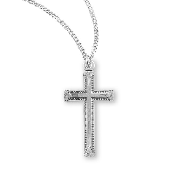 Sterling Silver Engraved Cross in Cross