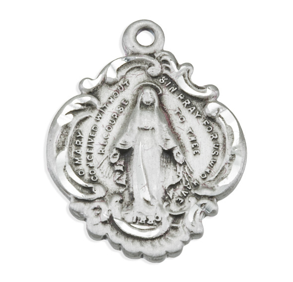 Sterling Silver Fancy Baroque Style Miraculous Medal