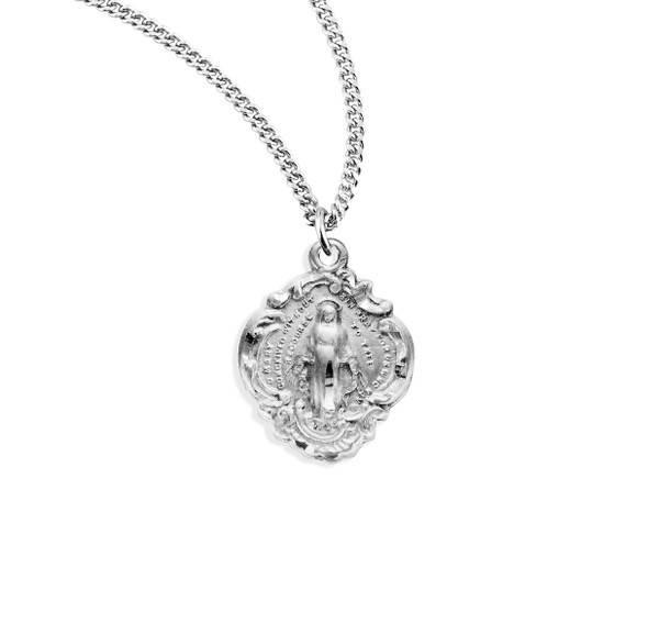 Sterling Silver Fancy Baroque Style Miraculous Medal