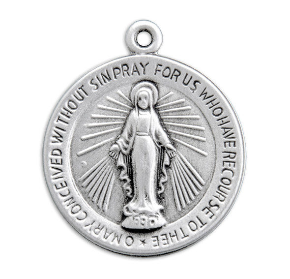Sterling Silver Round Miraculous Medal