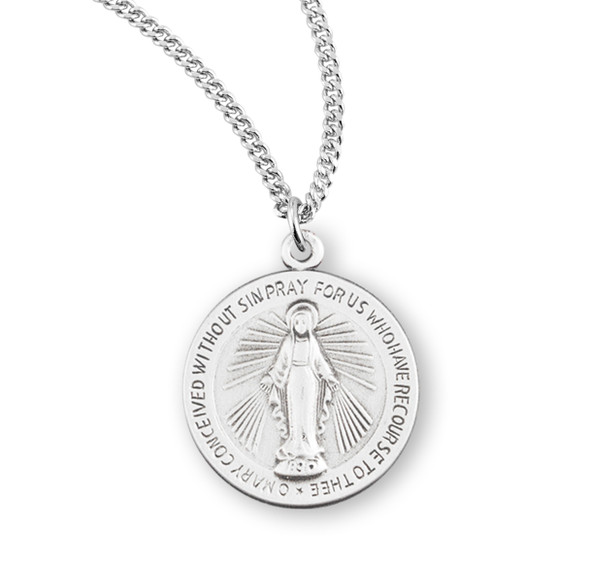 Sterling Silver Round Miraculous Medal