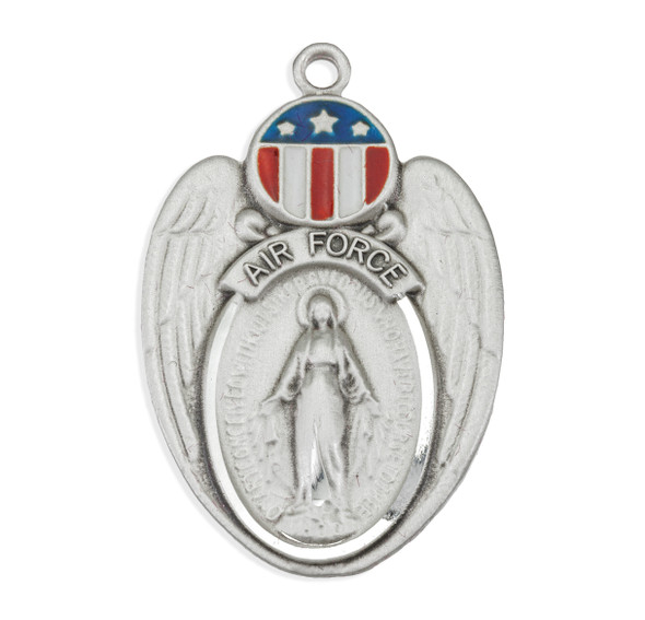 Air Force Sterling Silver Enameled Miraculous Medal