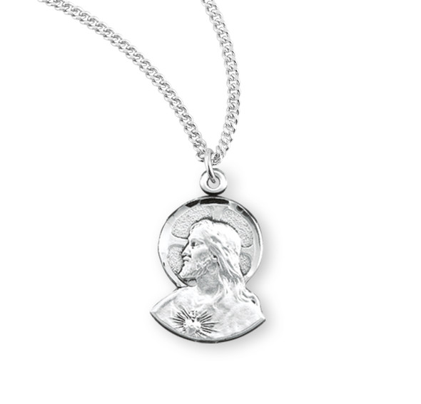 Scapular Sacred Heart of Jesus Profile Sterling Silver Medal
