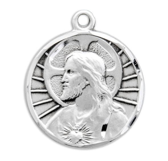 Sacred Heart of Jesus Sterling Silver Scapular Medal