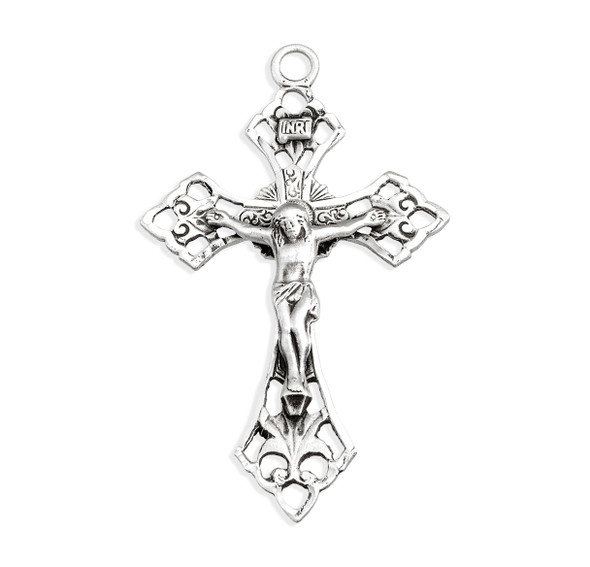 Sterling Silver Pierced Crucifix with Angle Tips