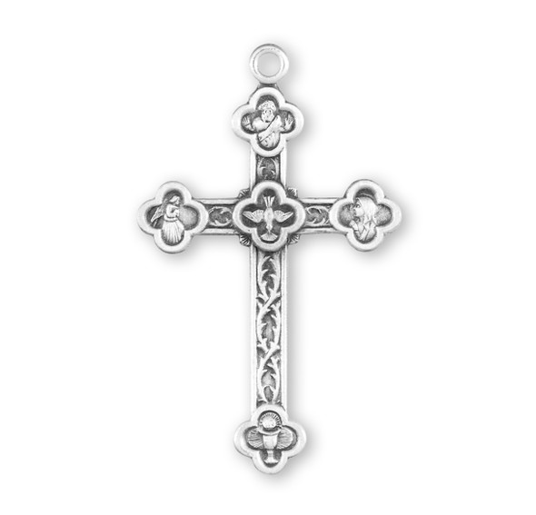 Engraved Vine Pattern Sterling Silver Cross