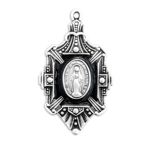 Sterling Silver Fancy Enameled Miraculous Medal