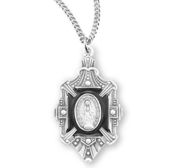 Sterling Silver Fancy Enameled Miraculous Medal