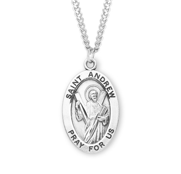 Patron Saint Andrew Oval Sterling Silver Medal