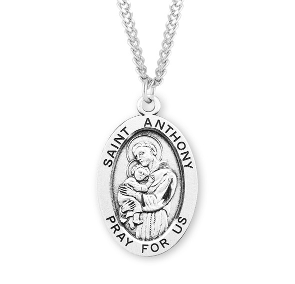 Patron Saint Anthony Oval Sterling Silver Medal