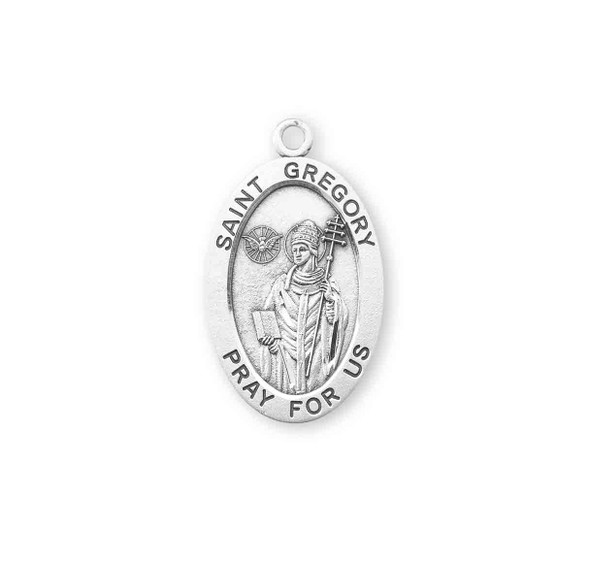 Patron Saint Gregory Oval Sterling Silver Medal