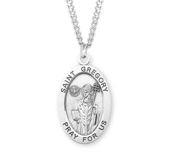 Patron Saint Gregory Oval Sterling Silver Medal