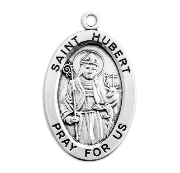 Patron Saint Hubert Oval Sterling Silver Medal