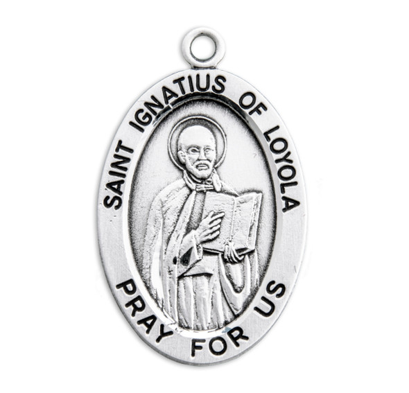 Patron Saint Ignatius of Loyola Oval Sterling Silver Medal