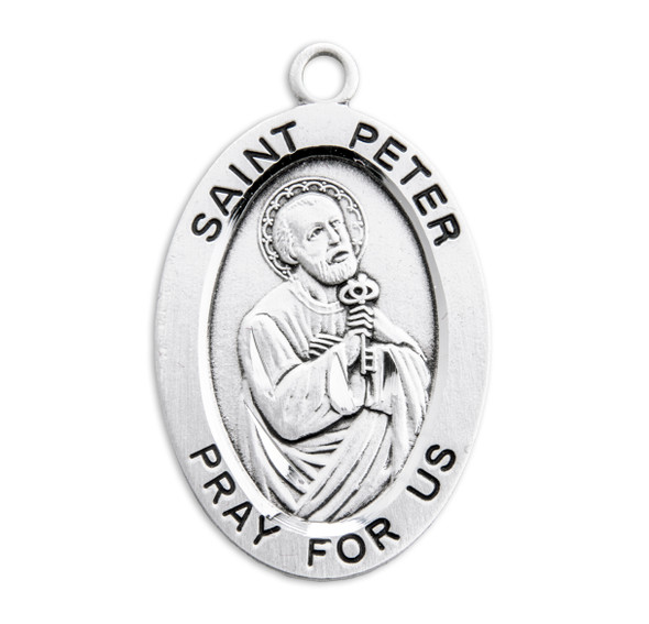 Patron Saint Peter Oval Sterling Silver Medal