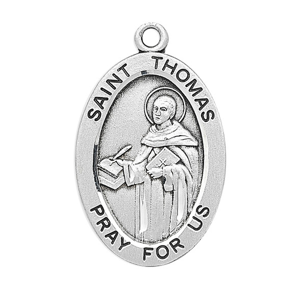 Patron Saint Thomas Aquinas Oval Sterling Silver Medal