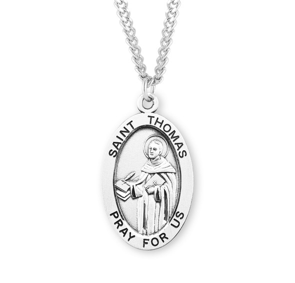 Patron Saint Thomas Aquinas Oval Sterling Silver Medal