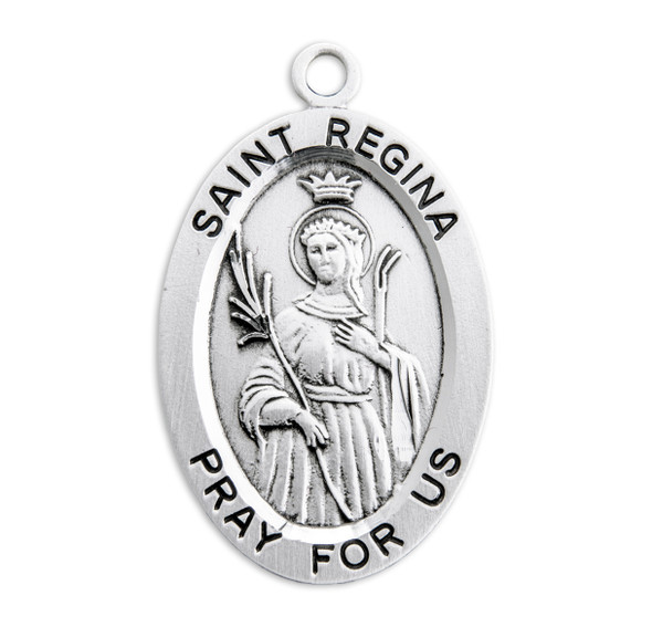 Patron Saint Regina Oval Sterling Silver Medal