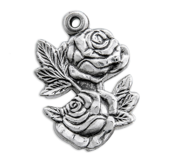 Sterling Silver Double Rose Bud Triple Slide Medal Sterling Silver Double Rose Bud Triple Slide Medal