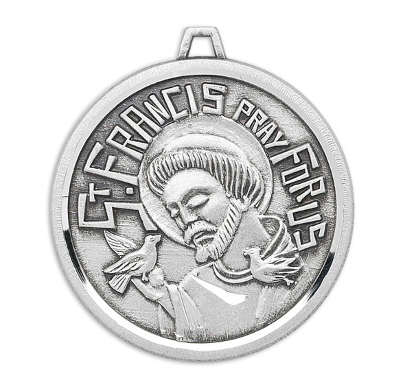 Saint Francis Round Contemporary Sterling Silver Medal