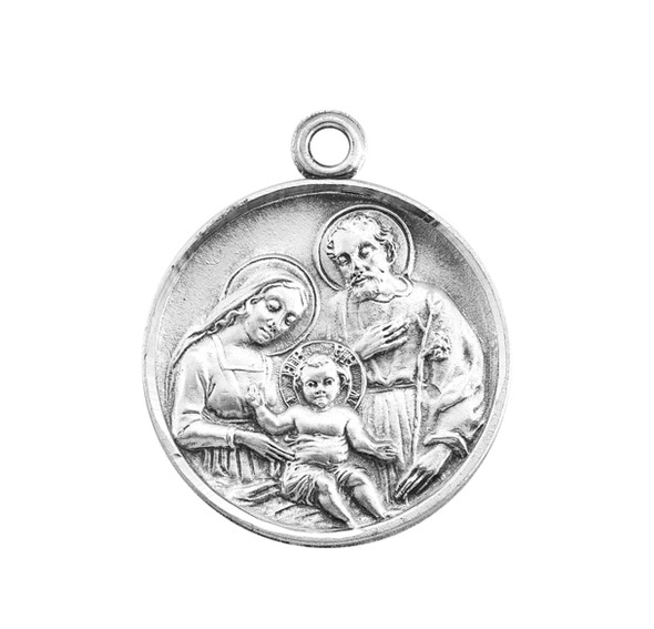 Holy Family Round Sterling Silver Medal