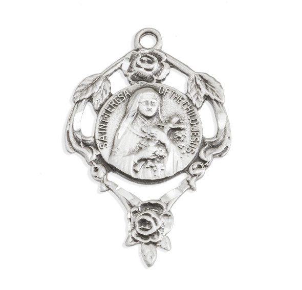 Saint Therese Round Sterling Silver Medal