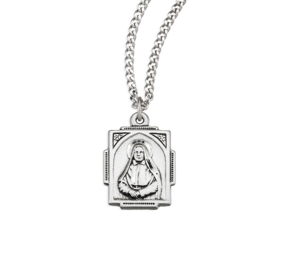Sterling Silver St. Frances X. Cabrini Square Medal Sterling Silver St. Frances X. Cabrini Square Medal