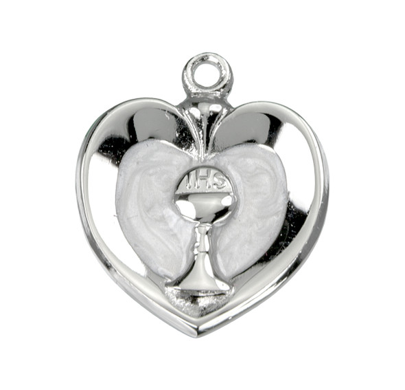 Sterling Silver Chalice Heart Pendant with Pearl Epoxy